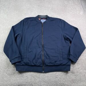 LL Bean Sweatshirt Mens Large Blue Full Zip Quilted Shirt Jac Bomber Shacket